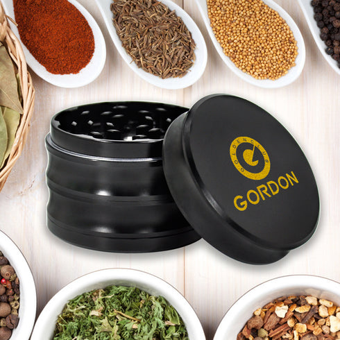 Gordon 4 Lay Aluminum Alloy Herb Grinder, Black 63 mm Smoker Grinder, Easy Clean Herb Grinders